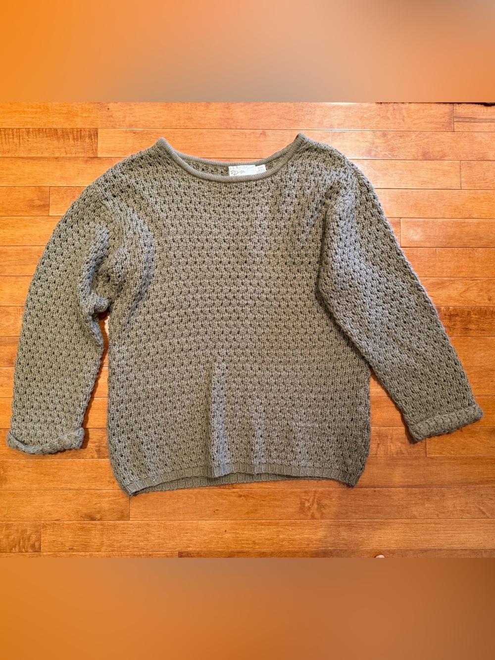 RD Style Brown Open-Knit Crewneck Sweater
